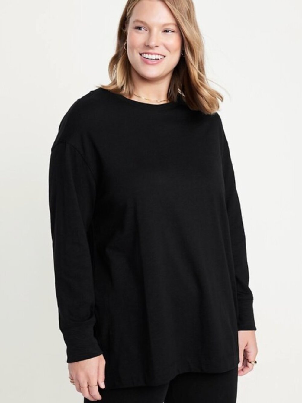 Old Navy Women’s Plus Size 3X Long Sleeve EveryWear Tunic Top Black Jack Cotton